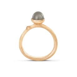 OLE LYNGGAARD COPENHAGEN – Lotus ring nr. 0 i gult gull med grå månesten
