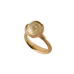 OLE LYNGGAARD COPENHAGEN – Lotus ring nr 2 i gult gull med rutilkvarts