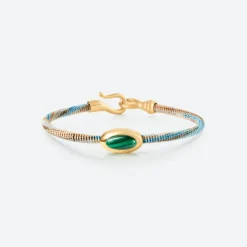 OLE LYNGGAARD COPENHAGEN – Life armbånd med 18k gult gull lås og malakitt – Cornflower – 4,5mm