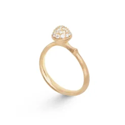 OLE LYNGGAARD COPENHAGEN – Lotus liten ring i gult gull pavert med 0,19 ct diamanter