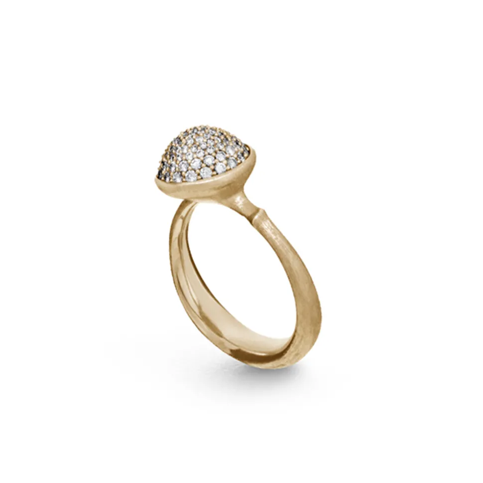 OLE LYNGGAARD COPENHAGEN – Lotus medium ring i gult gull pavert med 0,40 ct diamanter