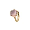 OLE LYNGGAARD COPENHAGEN – Lotus ring nr 3 i gult gull med 13 diamanter og rosekvarts