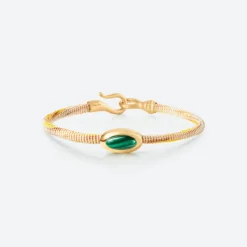OLE LYNGGAARD COPENHAGEN – Life armbånd med 18k gult gull lås og malakitt – Golden – 4,5mm