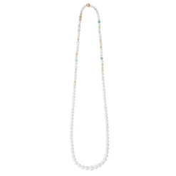 OLE LYNGGAARD COPENHAGEN – Lace design collier med miks av perler og stener, uten lås – 76 cm