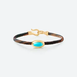 OLE LYNGGAARD COPENHAGEN – Life armbånd med 18k gult gull lås og turkis – Maroon – 4,5mm
