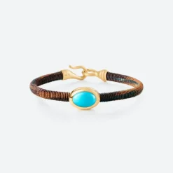 OLE LYNGGAARD COPENHAGEN – Life armbånd med 18k gult gull lås og turkis – Maroon – 6mm