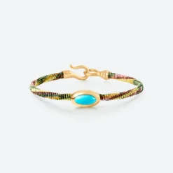OLE LYNGGAARD COPENHAGEN – Life armbånd med 18k gult gull lås og turkis – Plum – 4,5mm