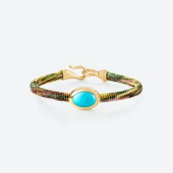 OLE LYNGGAARD COPENHAGEN – Life armbånd med 18k gult gull lås og turkis – Plum – 6mm