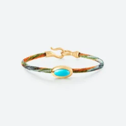 OLE LYNGGAARD COPENHAGEN – Life armbånd med 18k gult gull lås og turkis – Tropic – 4,5mm