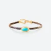OLE LYNGGAARD COPENHAGEN – Life armbånd med 18k gult gull lås og turkis – Velvet – 4,5mm