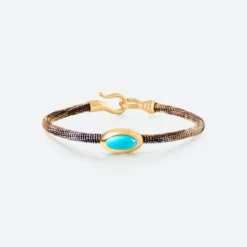 OLE LYNGGAARD COPENHAGEN – Life armbånd med 18k gult gull lås og turkis – Velvet – 4,5mm