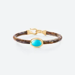 OLE LYNGGAARD COPENHAGEN – Life armbånd med 18k gult gull lås og turkis – Velvet – 6mm