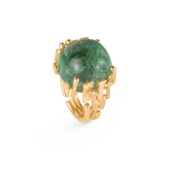 OLE LYNGGAARD COPENHAGEN – BoHo – Ring Stor – 18k gult gull med lysegrønn turmalin og 0,06 ct diamanter