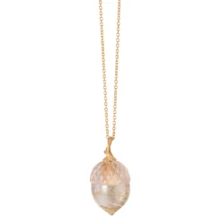 OLE LYNGGAARD COPENHAGEN – Acorn anheng i 18k gult gull med rutil quartz