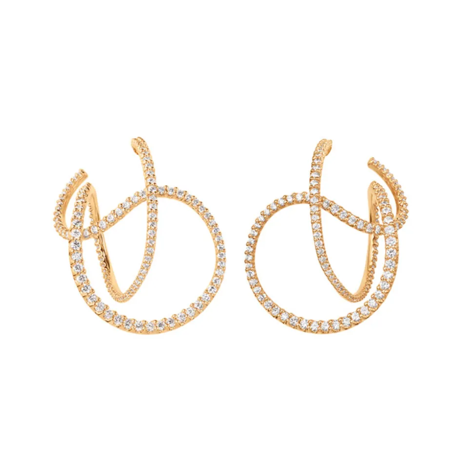 OLE LYNGGAARD COPENHAGEN – Twisted Love Bands ørepynt i 18k gult gull med brillianter – Selges som par