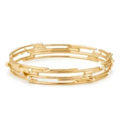 OLE LYNGGAARD COPENHAGEN – BoHo – Armring med 18k gult gull og 0,03 ct diamanter – 15-16 cm