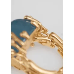 OLE LYNGGAARD COPENHAGEN – BoHo – Ring Stor – 18k gult gull med blå akvamarin og 0,06 ct diamanter