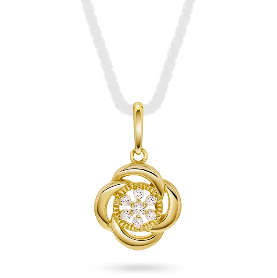 Pan Jewelry – Anheng i gult gull med hvit zirkonia, rose – NB: Kun anheng!