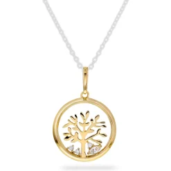 Pan Jewelry – Anheng i gult gull med zirkonia