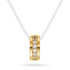 Pan Jewelry – Anheng i gult gull med zirkonia