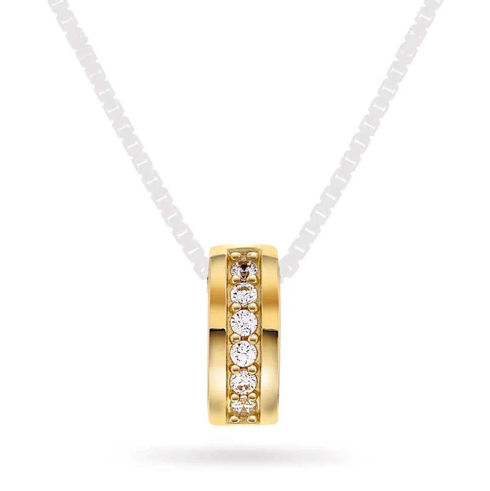 Pan Jewelry – Anheng i gult gull med zirkonia