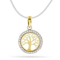 Pan Jewelry – Anheng i gult gull med zirkonia – Livets tre