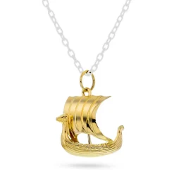 Pan Jewelry – Anheng i gult gull, vikingskip