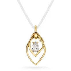 Pan Jewelry – Anheng i gult gull med hvit zirkonia – NB: Kun anheng!