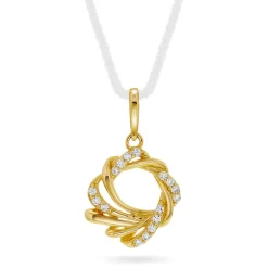 Pan Jewelry – Anheng i gult gull med hvit zirkonia, krans – NB: Kun anheng!