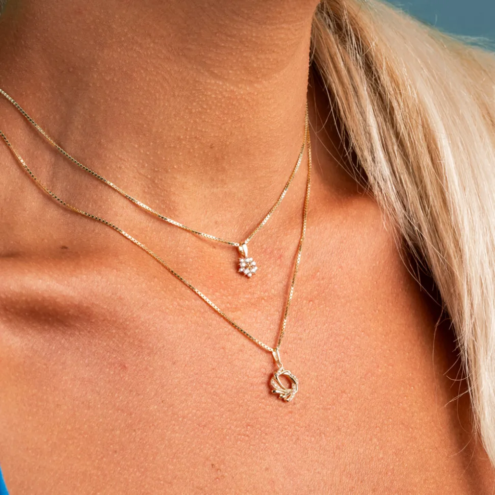 Pan Jewelry – Anheng i gult gull med hvit zirkonia, krans – NB: Kun anheng!