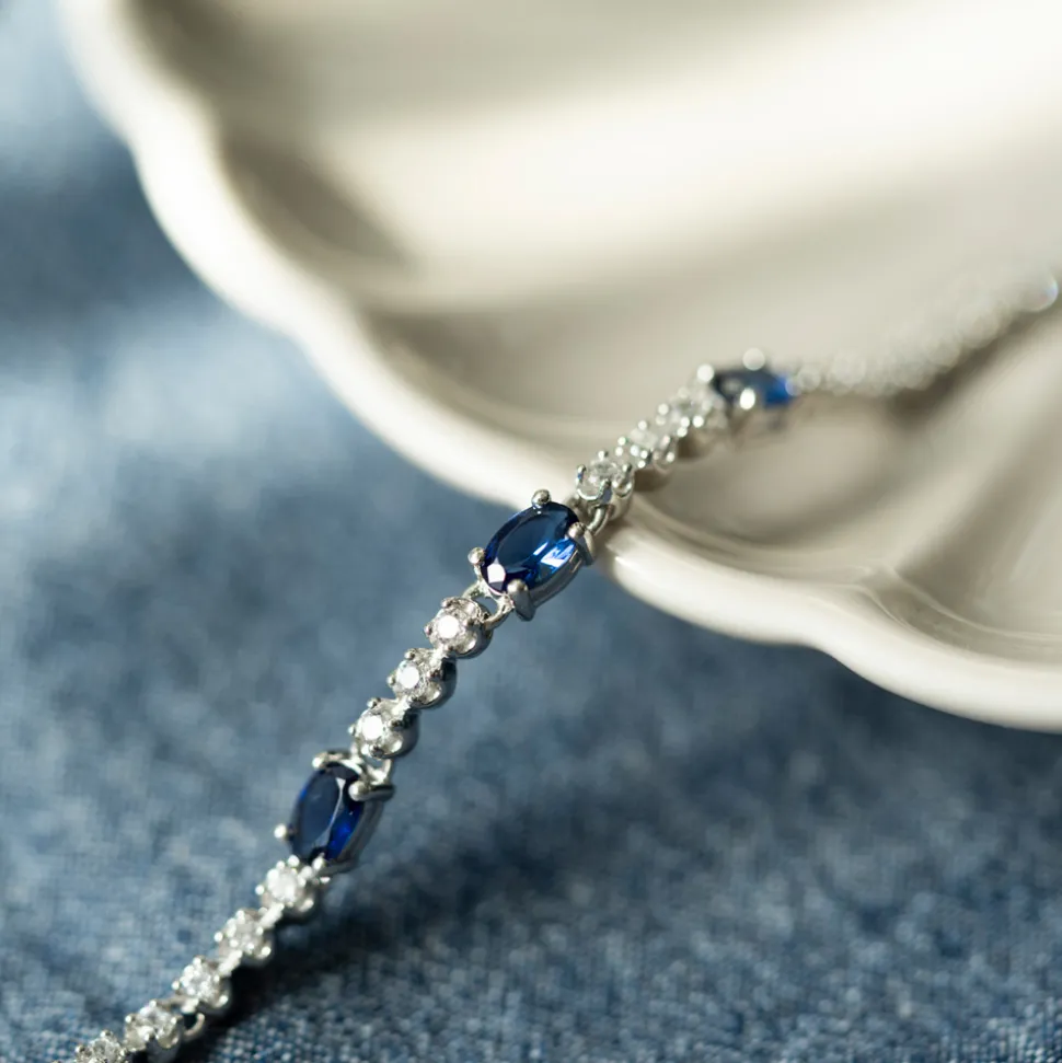 Pan Jewelry – Armbånd i sølv med blå zirkonia