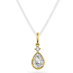 Pan Jewelry – Dråpeanheng i 14k gult gull med zirkonia