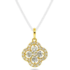 Pan Jewelry – Halssmykke i gult gull med zirkonia – Blomst