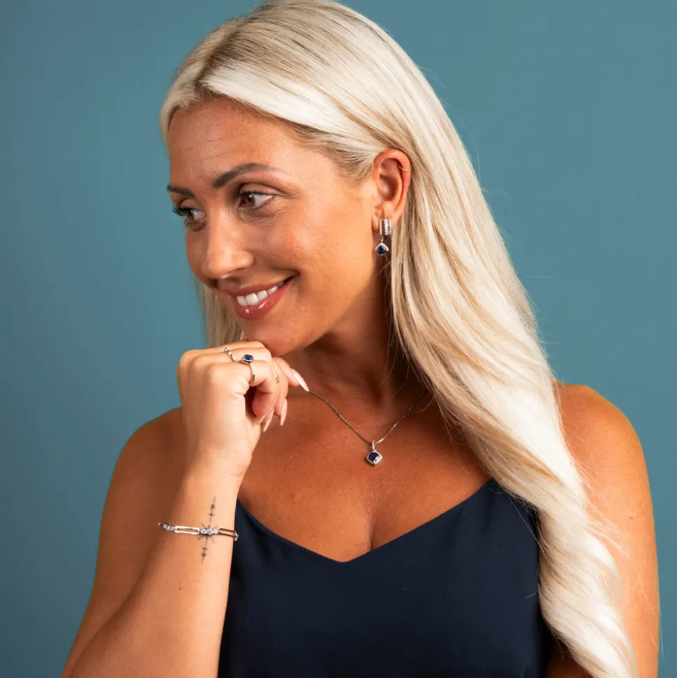 Pan Jewelry – Halssmykke i sølv med blå zirkonia