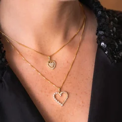 Pan Jewelry – Hjerte halssmykke i forgylt sølv med zirkonia