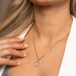 Pan Jewelry – hjerte halssmykke i sølv med zirkonia