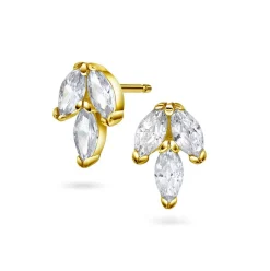 Pan Jewelry – Ørepynt i forgyldt sølv med zirkonia, blad