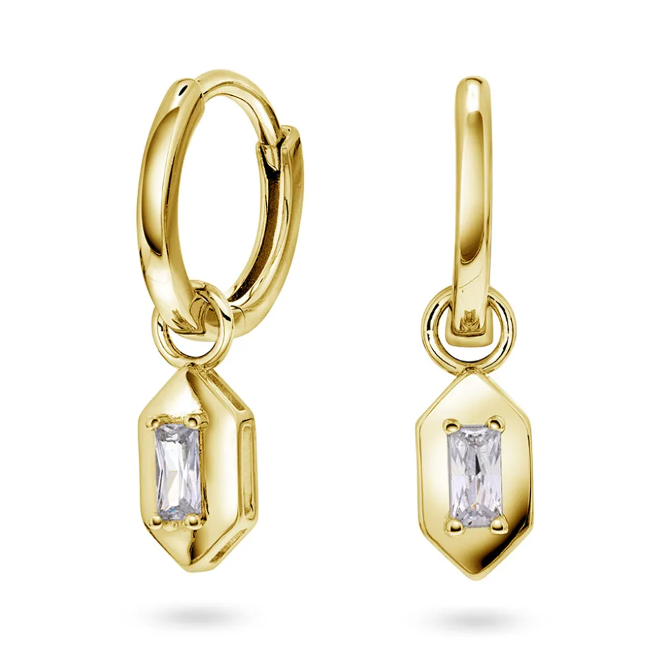 PAN Jewelry – Ørepynt i forgylt sølv med zirkonia, baguette
