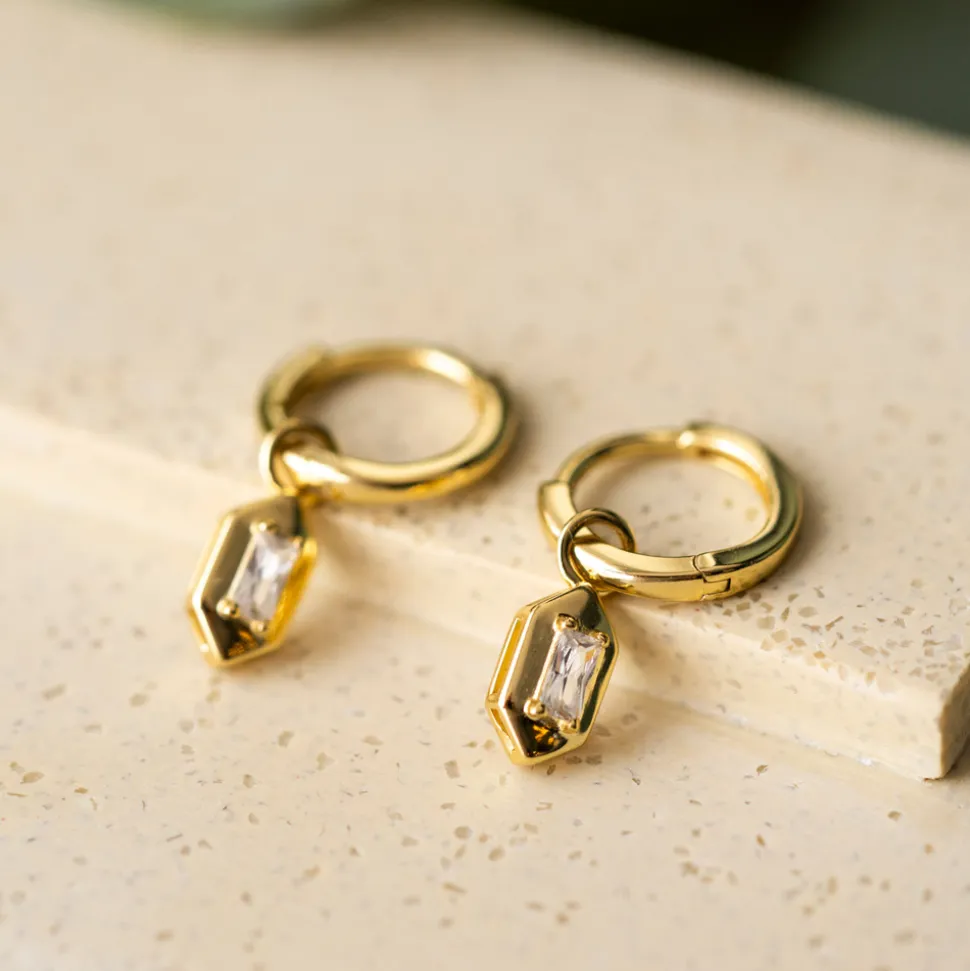 PAN Jewelry – Ørepynt i forgylt sølv med zirkonia, baguette