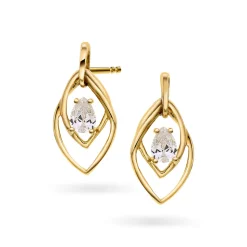 Pan Jewelry – Ørepynt i gult gull med hvit zirkonia