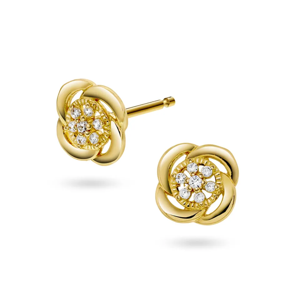 Pan Jewelry – Ørepynt i gult gull med hvit zirkonia, rose