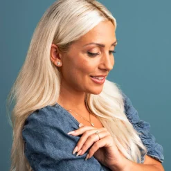 Pan Jewelry – Ørepynt i gult gull med aquamarin og diamanter