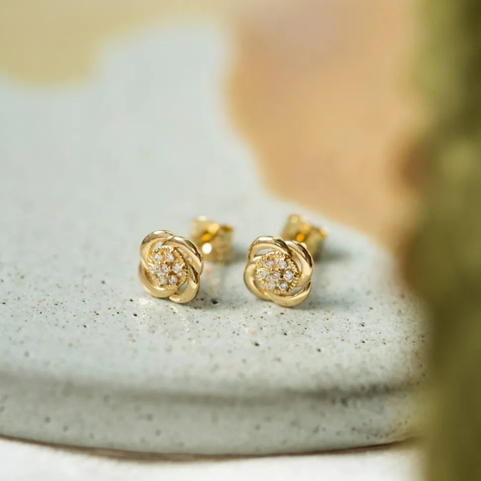Pan Jewelry – Ørepynt i gult gull med hvit zirkonia, rose