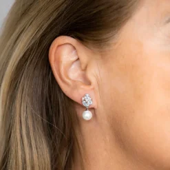 Pan Jewelry – Ørepynt i sølv med zirkonia og perlemor