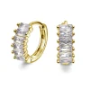 PAN Jewelry – Øreringer i forgyldt sølv med zirkonia, baguette – 13 mm