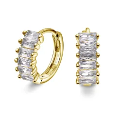 PAN Jewelry – Øreringer i forgyldt sølv med zirkonia, baguette – 13 mm