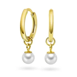 Pan Jewelry – Øreringer i forglt sølv med hvit perle