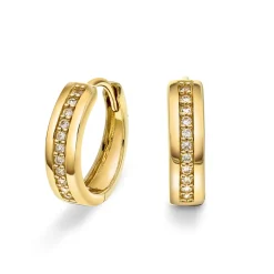 Pan Jewelry – Øreringer i gult gull med zirkonia