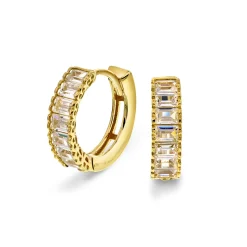 Pan Jewelry – Øreringer i gult gull med zirkonia