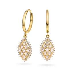 Pan Jewelry – Øreringer i gult gull med hvit zirkonia
